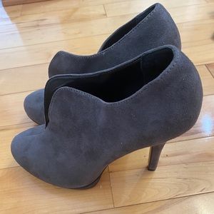 2 pairs: Aldo soft grey suede boots and navy boots